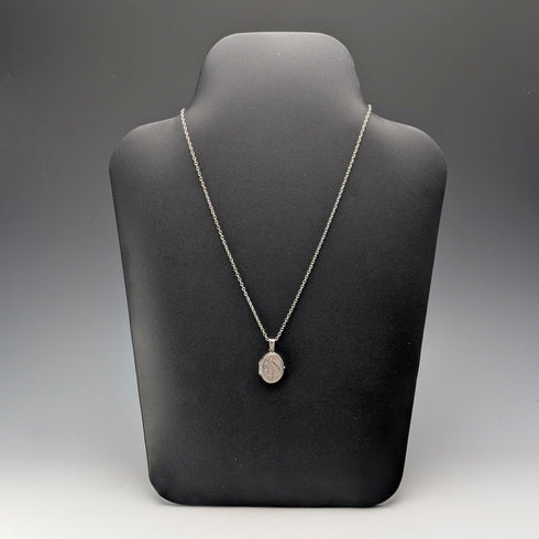 復古純銀橢圓形盒式吊墜 2.7 克帶項鍊